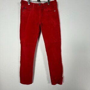 AG Adriano Goldschmied Stevie Ankle Petite Slim Straight Corduroy Pants 25R Red